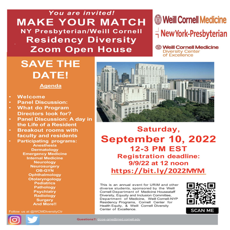 Residency Diversity Open House NYP/Weill Cornell 9/10/2022 Research