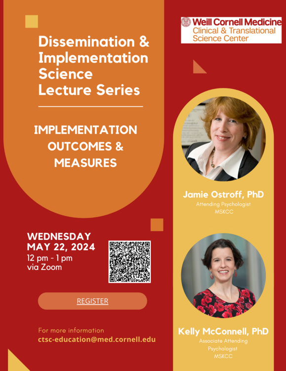 Dissemination & Implementation flyer with headshots of Jamie Ostroff and Kelly McConnell