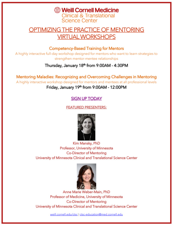 event flyer with headshots of speakers Kim Mansky and Anne Marie Weber-Main