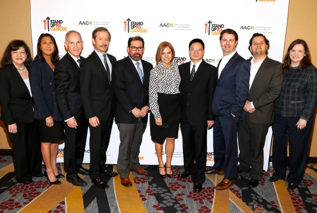 Margaret Foti, Sung Poblete, Charles S. Fuchs, Lewis Cantley, Luis A. Diaz, Katie Couric, Zhenghe Wang, Ryan B.Corcoran, Kathleen Lobb at the Stand Up 2 Cancer event