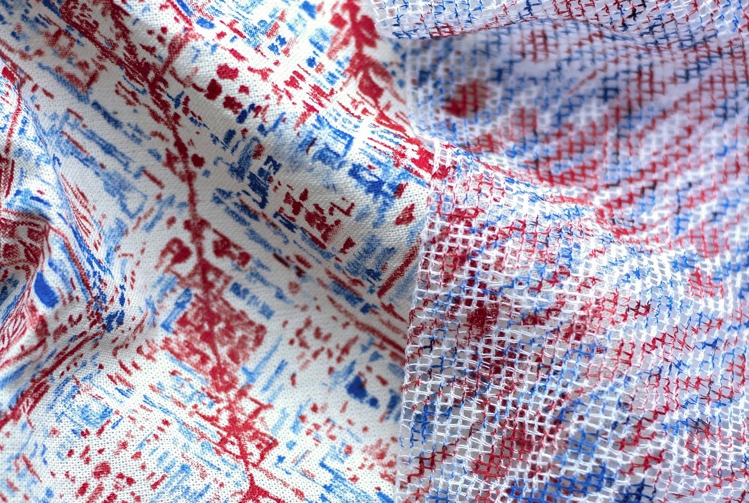 image showing tightly knit fabric on left and looser weave on right.