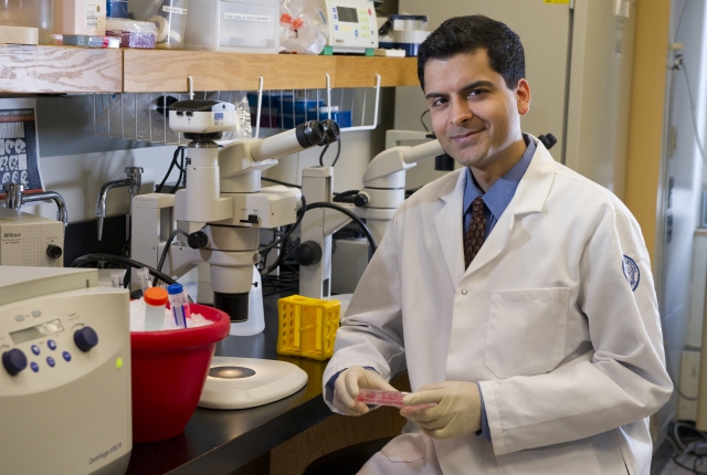 Samie Jaffrey in the lab