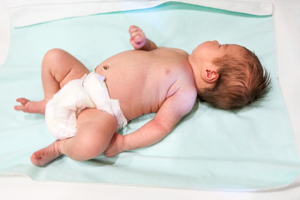 baby on a hospital bed