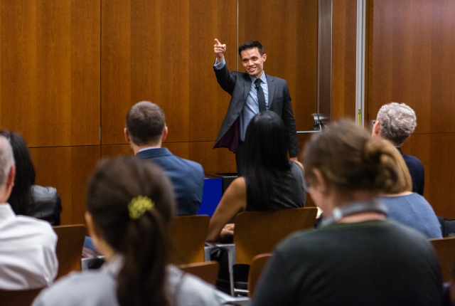 Dan Childs presenting at Science and Society lecture