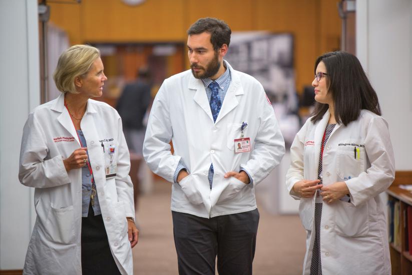 Vince Raikhel ’18 (center) with mentors Dr. Susan Ball (left), and Dr. Milagros Silva