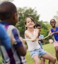 children playing tug of war