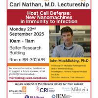 Event Image for Carl Nathan, M.D. Lectureship: "Host Cell Defense: New Nanomachines in Immunity to Infection" - John MacMicking, Ph.D.